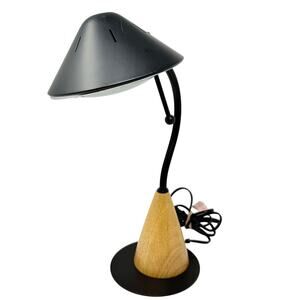 American Lighting Metal & Light Wood Gooseneck Lamp MCM Retro Modern